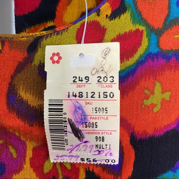 Vintage 80’s Bright Psychedelic Floral Paisley Print Long Sleeve Top Med - Picture 8 of 8